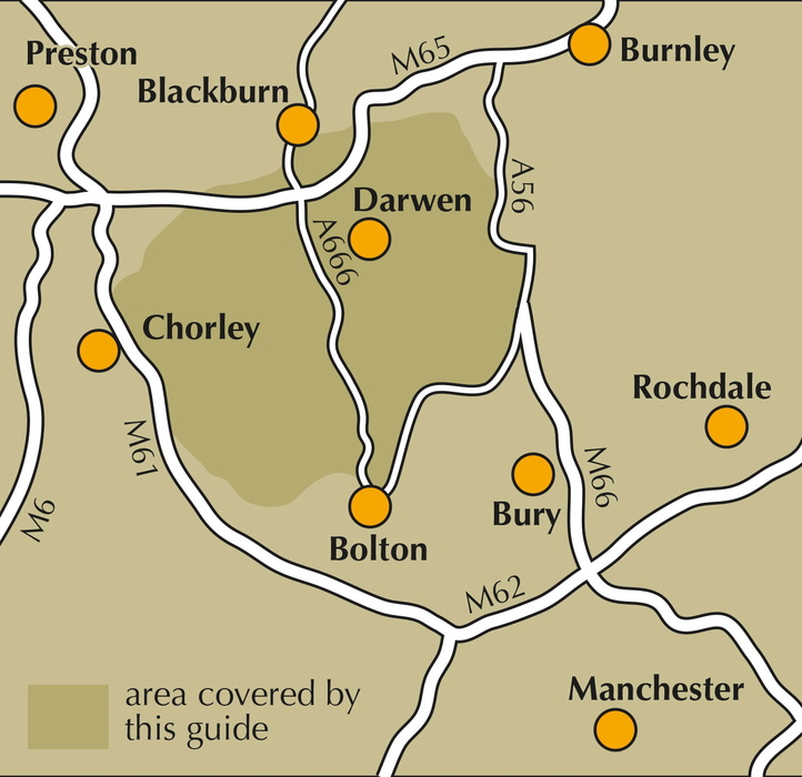 Walking on the West Pennine Moors - Location Map