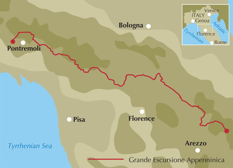 Trekking in the Apennines - Location Map