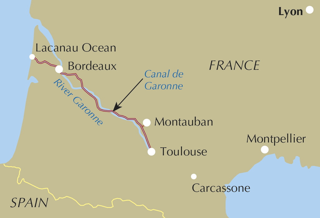 Cycling the Canal de la Garonne - Location Map