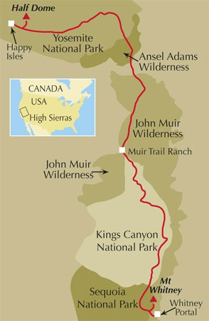 The John Muir Trail - Location Map