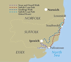 Suffolk Coast and Heath Walks - Location Map