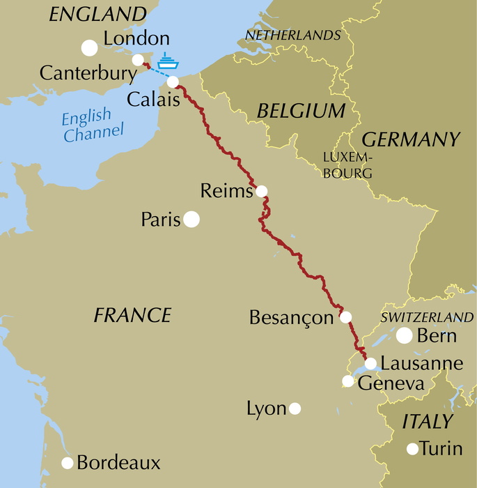 Via Francigena - Part 1 - Location Map