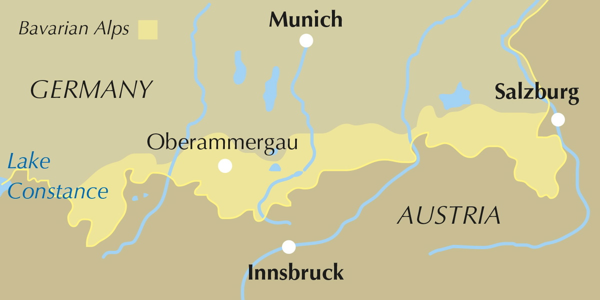 Walking in the Bavarian Alps - Location Map