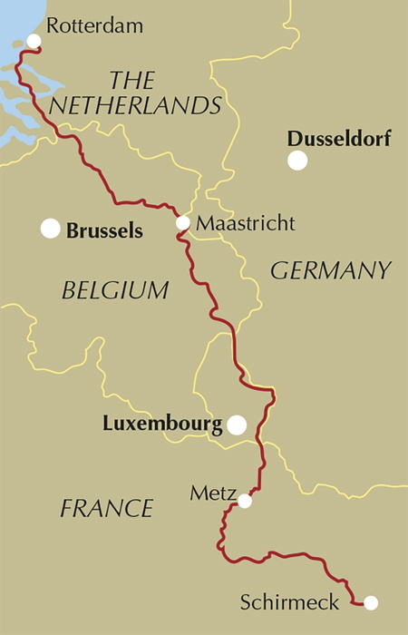 The GR5 Trail - Benelux and Lorraine - Location Map