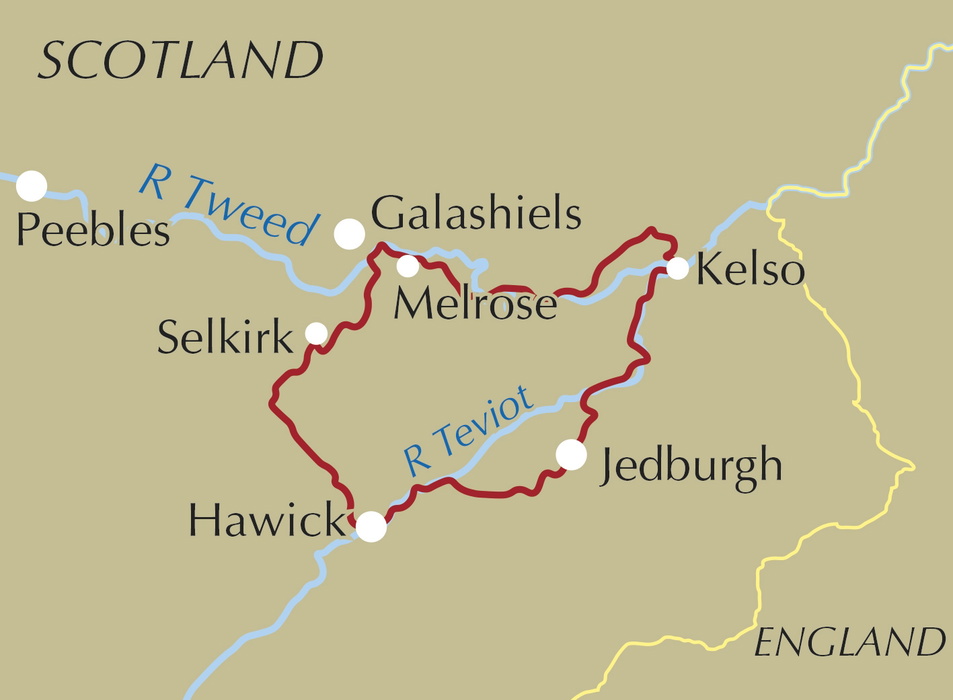 The Borders Abbeys Way - Location Map