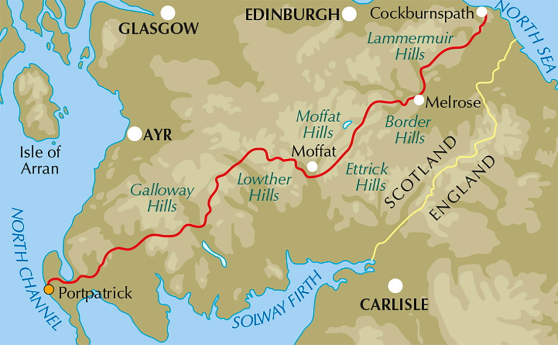 The Southern Upland Way - Location Map