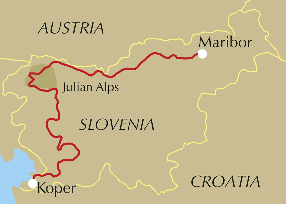 The Slovene Mountain Trail - Location Map