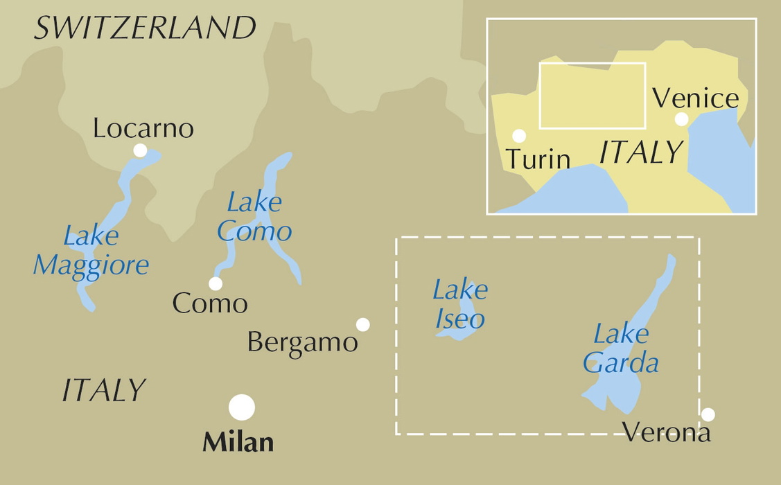Walking Lake Garda and Iseo - Location Map