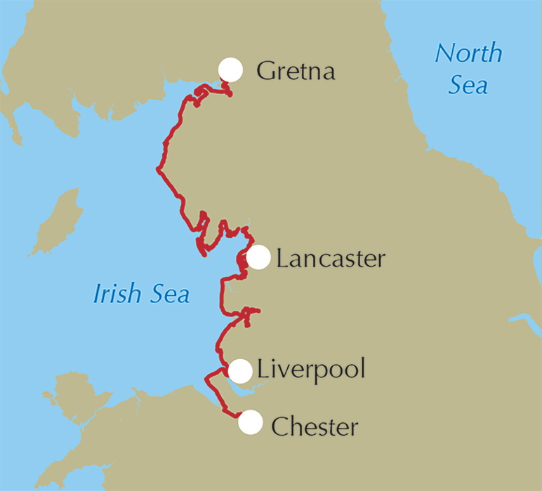 Walking the King Charles III England Coast Path: North West - Location Map