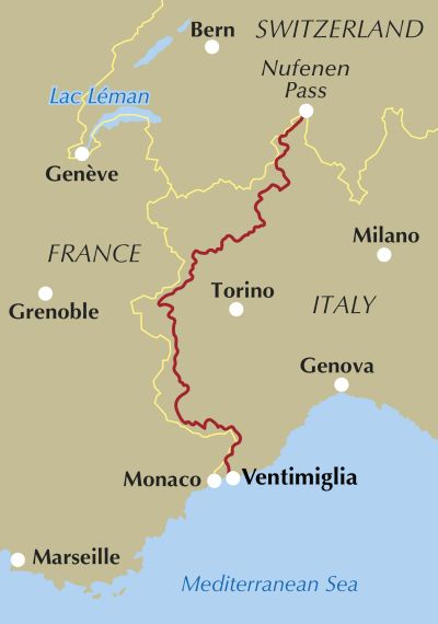 Italy's Grande Traversata delle Alpi - Location Map