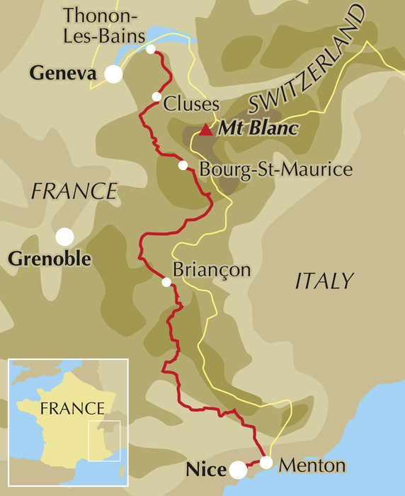 Cycling the Route des Grandes Alpes - Location Map