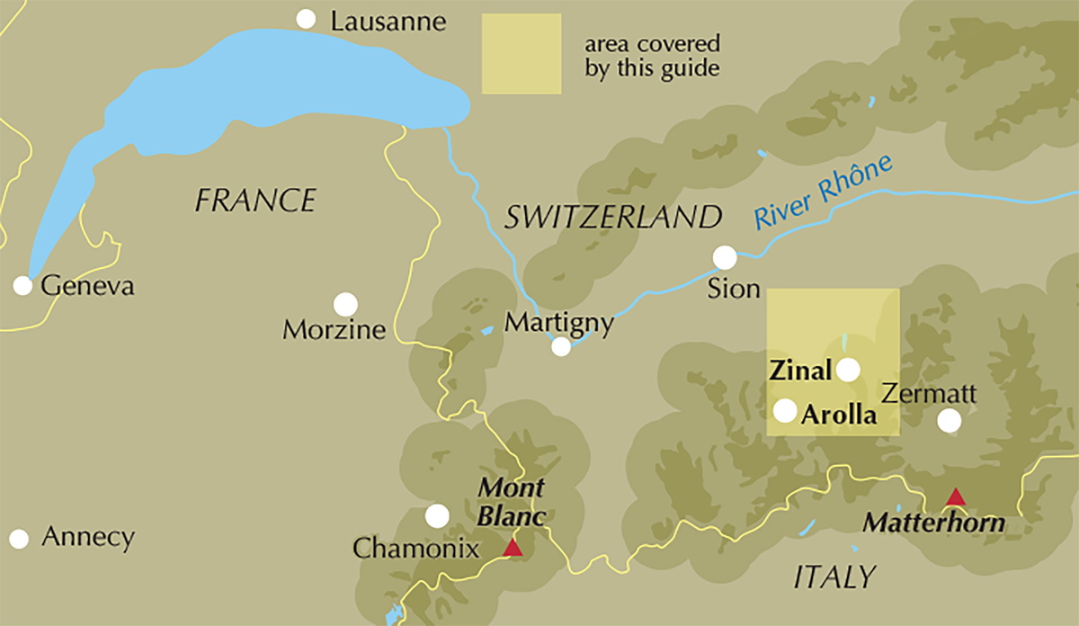 Walking in Arolla and Zinal - Location Map