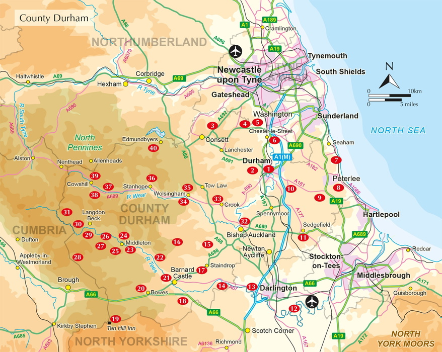 Walking in County Durham - Overview Map