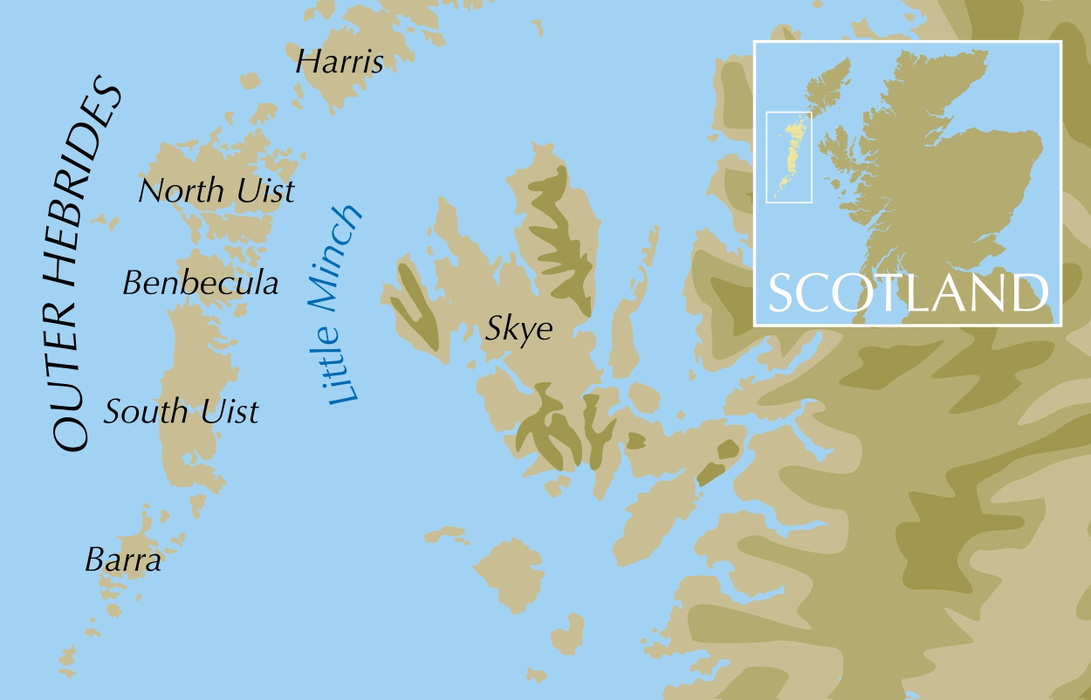 Walking on Uist and Barra - Location Map