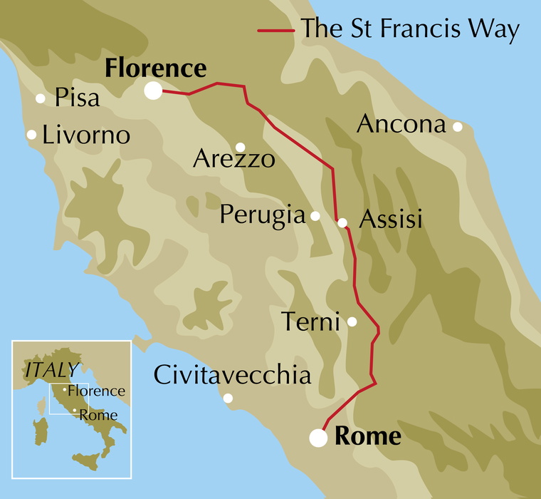 The Way of St Francis - Location Map