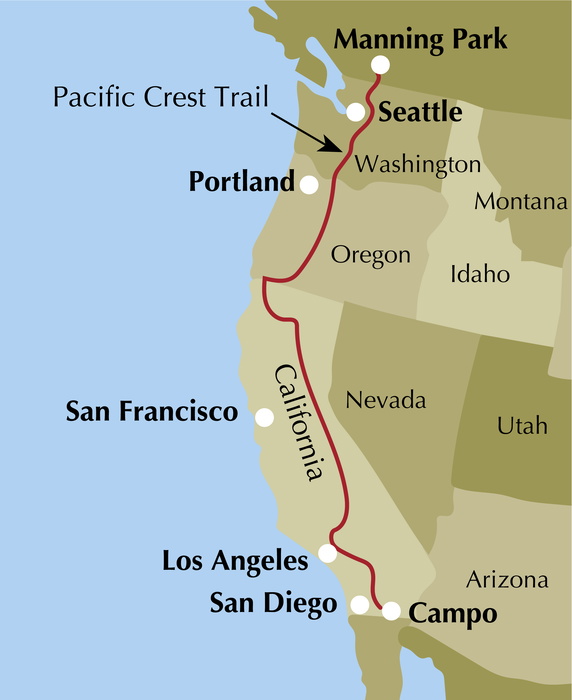 Hiking the Pacific Crest Trail - Location Map