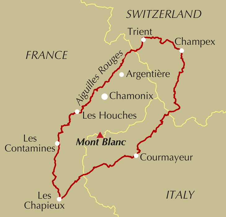 Trekking the Tour du Mont Blanc - Location Map