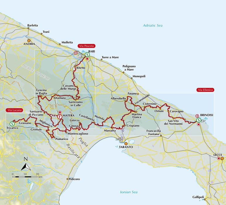 Walking the Cammino Materano - Overview Map