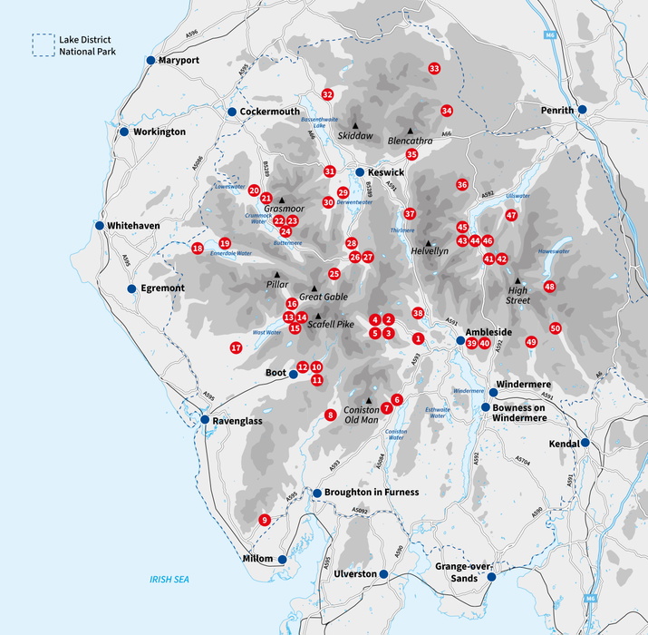 Best Walks in the Lake District - Overview Map
