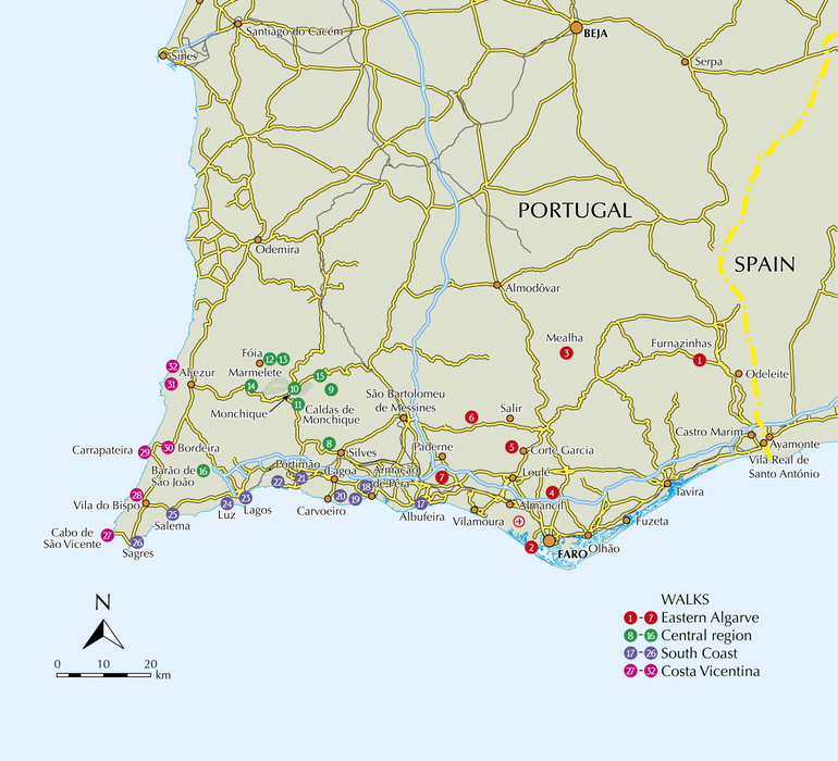 Walking in the Algarve - Overview Map