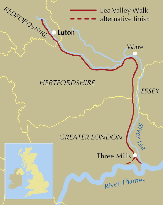 The Lea Valley Walk - Location Map