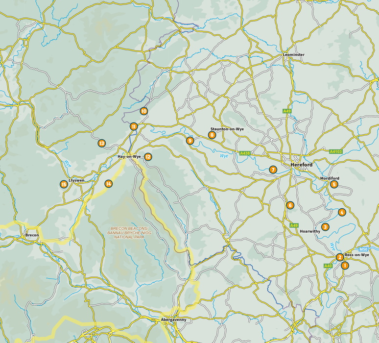 15 Short Walks in the Wye Valley - Overview Map