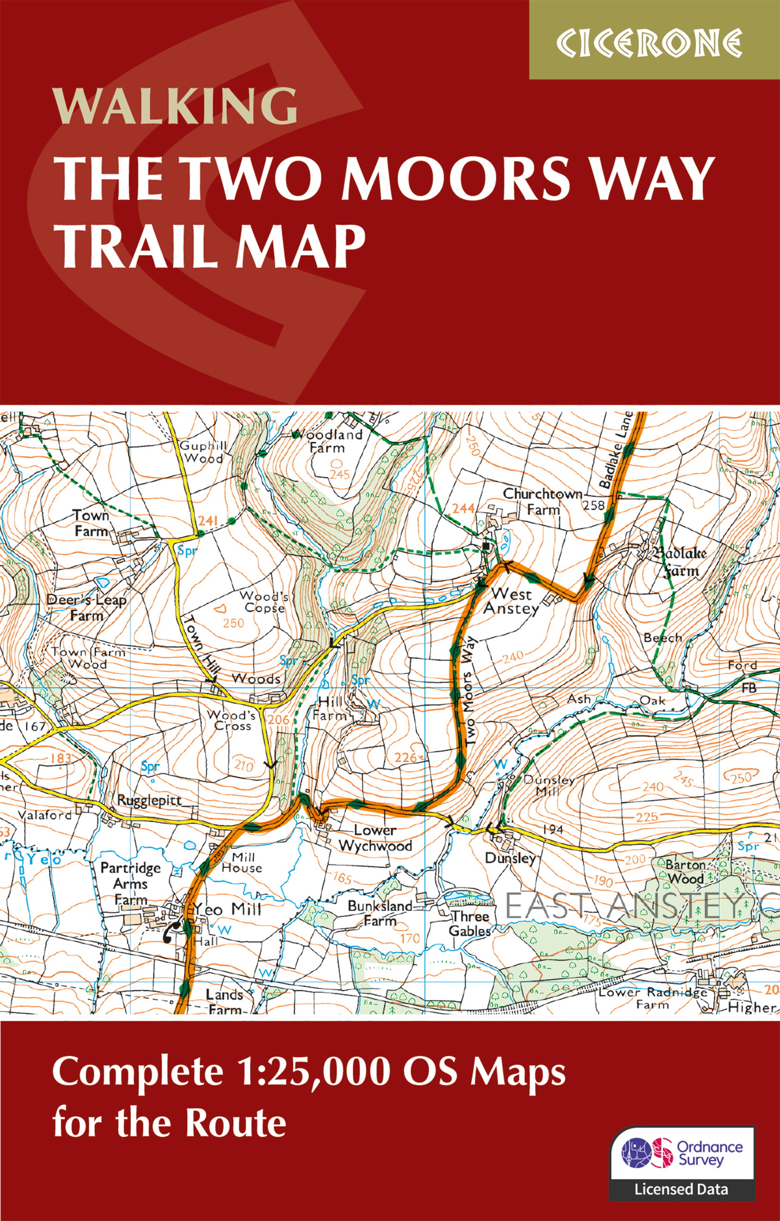 The Two Moors Way Trail Map - Front Cover