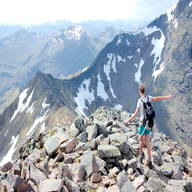 Preparing to begin Ben Nevis' Carn Mor Dearg arete