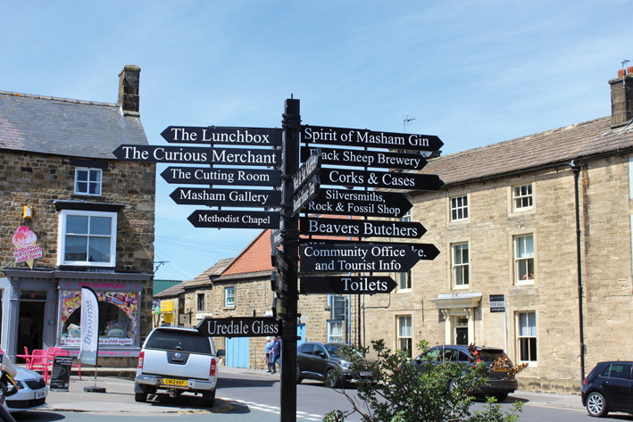 Signpost in Masham market square