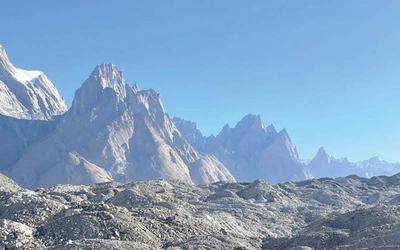 Baltoro Glacier, Nameless Tower, Great Trango Tower, Trango Castle and Thunmo Cathedral