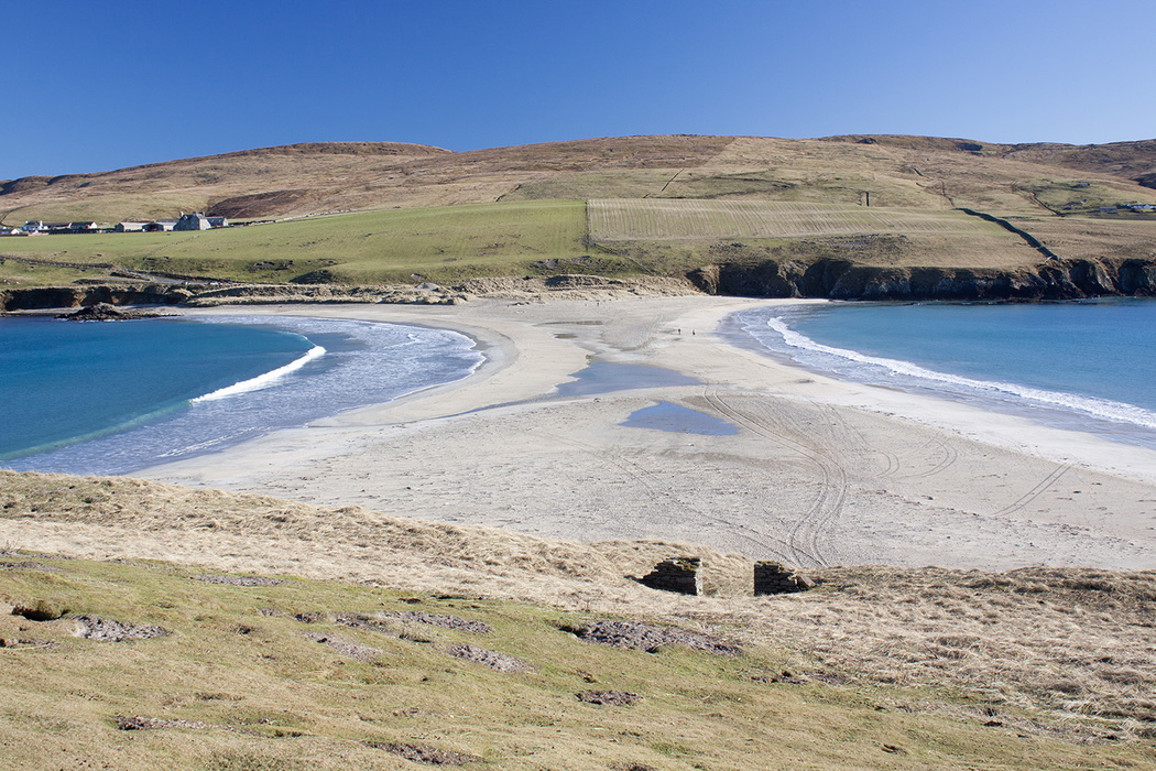 Across the tombolo from St Ninian's Isle