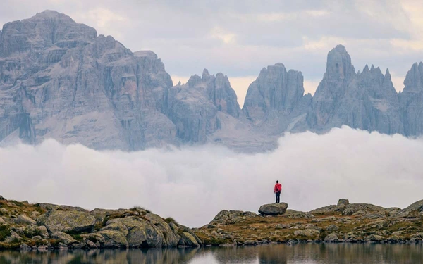 The Brenta Group, Italian Dolomites, as seen from Lago Nero