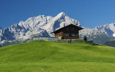 The Zugspitze massif forms an impressive backdrop on the way to Gasthof Eckbauer