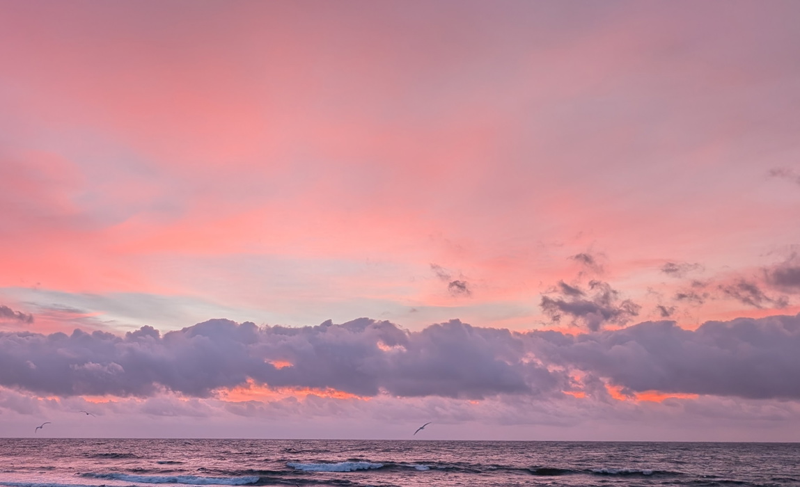 Pink dawn, wild camp near Freswick Bay, Caithness, John o' Groats Trail