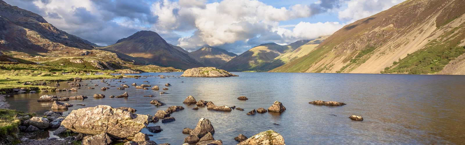 Wastwater in the western fells of the Lake District, Yewbarrow, Great Gable, and Lingmell dominate the views on the approach to Wasdale Head