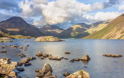 Wastwater in the western fells of the Lake District, Yewbarrow, Great Gable, and Lingmell dominate the views on the approach to Wasdale Head