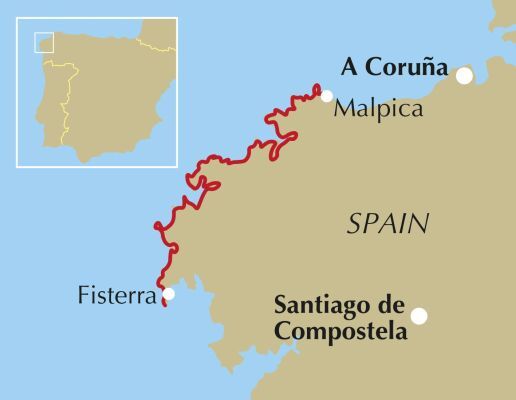 Walking the camino dos faros location map