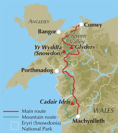 The snowdonia way location map