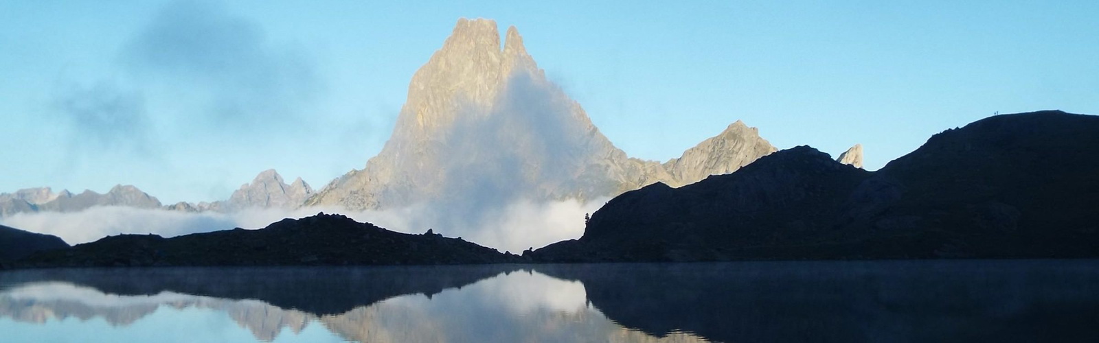 Pic du Midi d Ossau over Lac Gentau from Refuge d Ayous