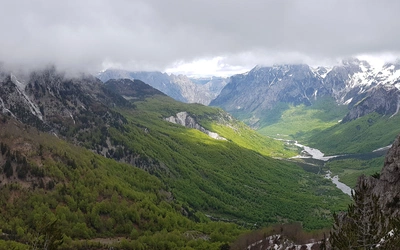 The Valbona valley from the top of the pass
