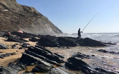 Fishing the Atlantic breakers at Barradinha cove