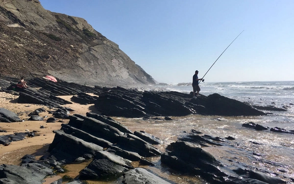 Fishing the Atlantic breakers at Barradinha cove